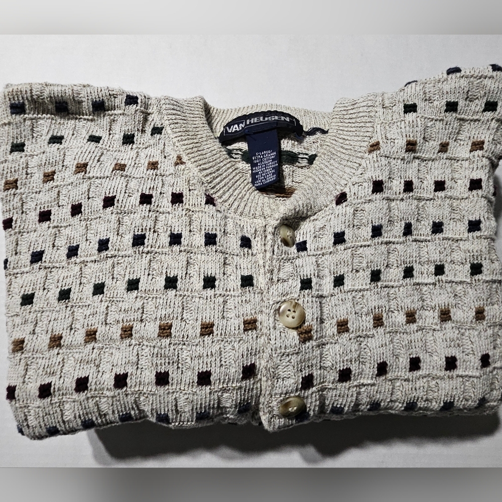 Vintage Grandpa Van Heusen Henley‎ Sweater Sportswear Men's Size XL Cotton - Picture 14 of 15